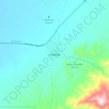 Urumita topographic map, elevation, terrain