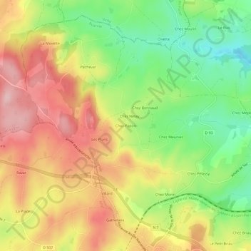 Chez Papon topographic map, elevation, terrain
