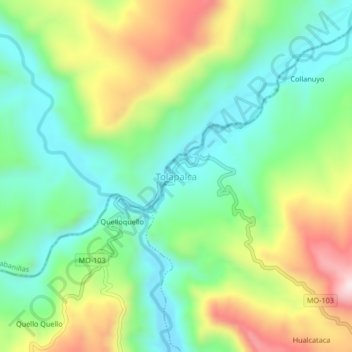Tolapalca topographic map, elevation, terrain