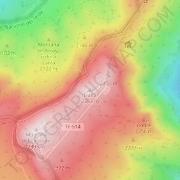 Izaña topographic map, elevation, terrain