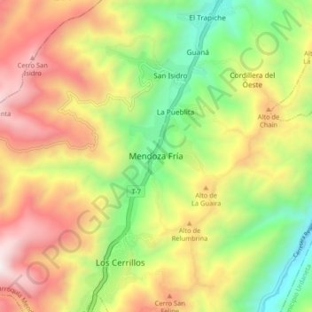 Mendoza Fría topographic map, elevation, terrain
