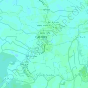 San Sebastian topographic map, elevation, terrain