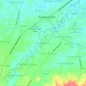 Parak Betung topographic map, elevation, terrain