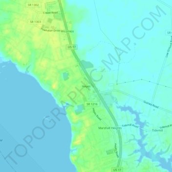 Hayes topographic map, elevation, terrain