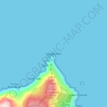 Cabo Ortegal topographic map, elevation, terrain