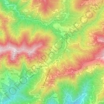 Tercesi topographic map, elevation, terrain