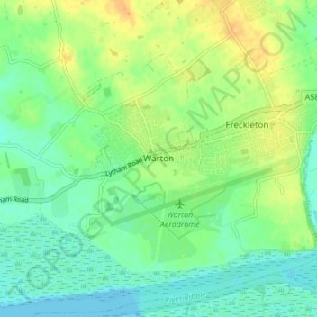Warton topographic map, elevation, terrain