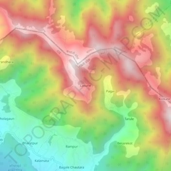 Lasune topographic map, elevation, terrain