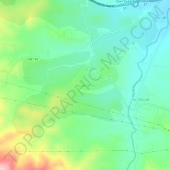 Kouachhia topographic map, elevation, terrain