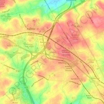 Villanova topographic map, elevation, terrain