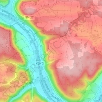 Flügelsberg topographic map, elevation, terrain