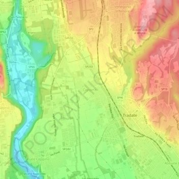 Ceppine topographic map, elevation, terrain