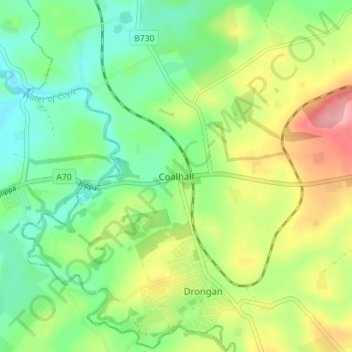 Coalhall topographic map, elevation, terrain