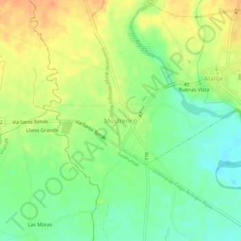 Mostrenco topographic map, elevation, terrain