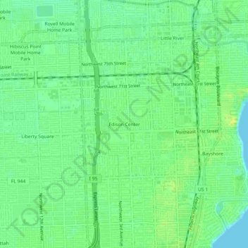 Edison Center topographic map, elevation, terrain