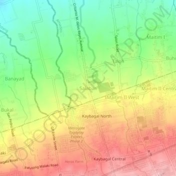 Salaban topographic map, elevation, terrain