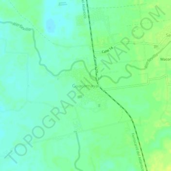 Guacamayal topographic map, elevation, terrain