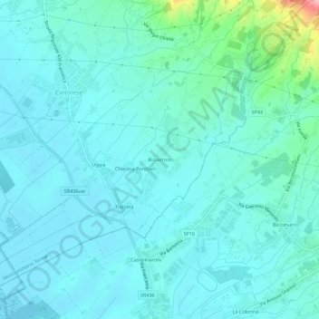 Bizzarrino topographic map, elevation, terrain