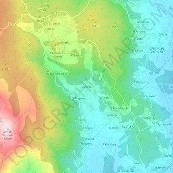 Luneda topographic map, elevation, terrain
