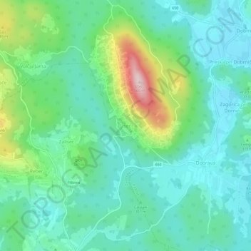 Lisec topographic map, elevation, terrain