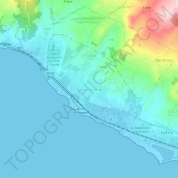 Saline Joniche topographic map, elevation, terrain