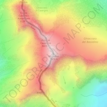 Basodino topographic map, elevation, terrain