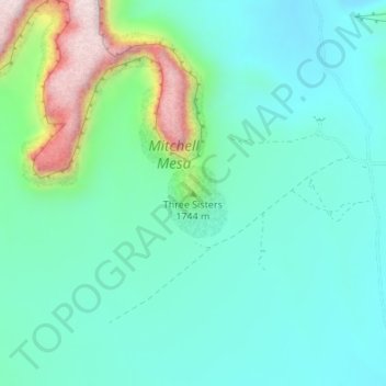 Three Sisters topographic map, elevation, terrain