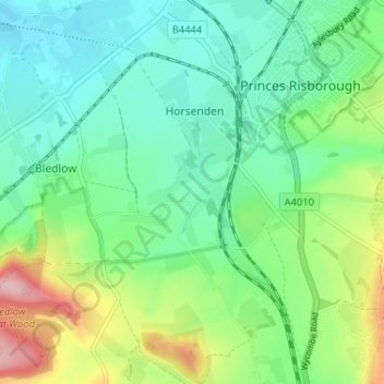Saunderton topographic map, elevation, terrain
