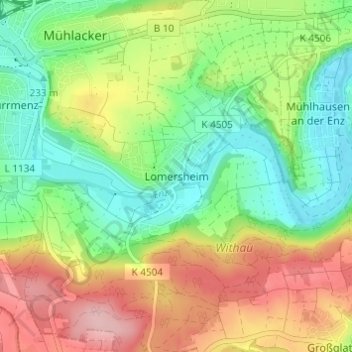 Lomersheim topographic map, elevation, terrain
