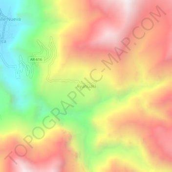 Ayahuasi topographic map, elevation, terrain