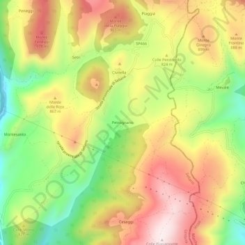 Petrognano topographic map, elevation, terrain