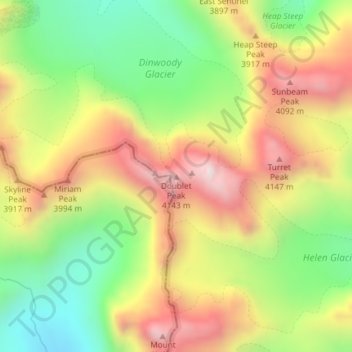 Doublet Peak topographic map, elevation, terrain