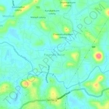 Parambil Bazar topographic map, elevation, terrain