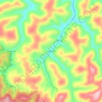 Lizemores topographic map, elevation, terrain