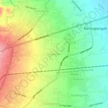 Sabandar topographic map, elevation, terrain