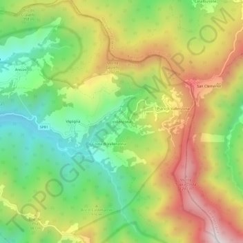 Vallenzona topographic map, elevation, terrain