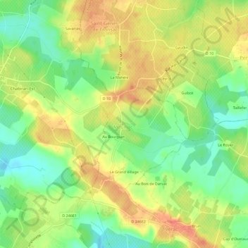 Le Bourg topographic map, elevation, terrain