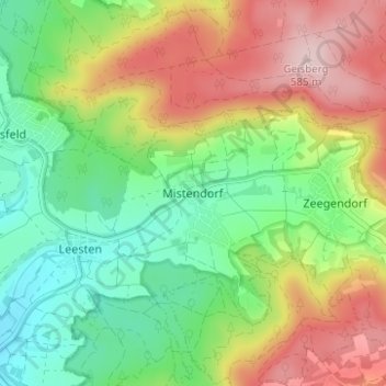 Mistendorf topographic map, elevation, terrain