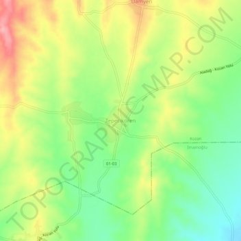 Tepecikören topographic map, elevation, terrain