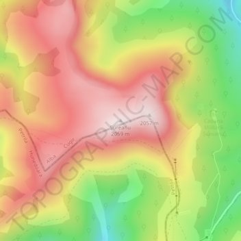 Șureanu topographic map, elevation, terrain