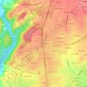 Talleyville topographic map, elevation, terrain