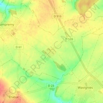 Grand Mesnil topographic map, elevation, terrain