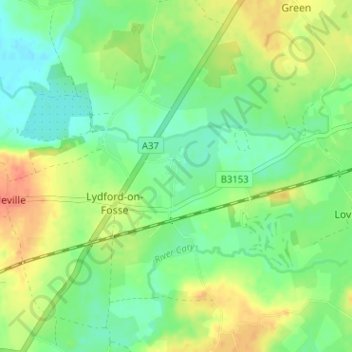 East Lydford topographic map, elevation, terrain