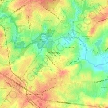 Montgomery Acres topographic map, elevation, terrain
