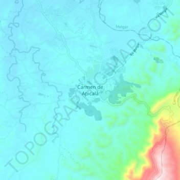 Carmen de Apicalá topographic map, elevation, terrain