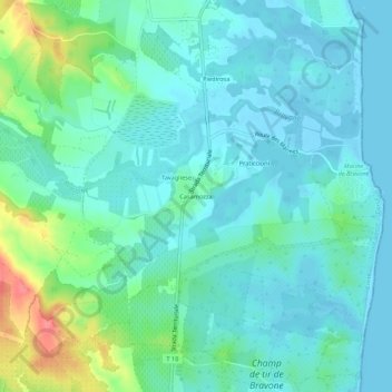 Casamozza topographic map, elevation, terrain