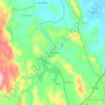 Kailashpuri topographic map, elevation, terrain