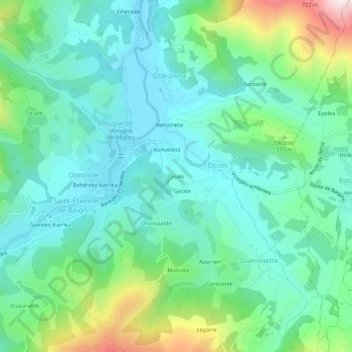 Oinaki topographic map, elevation, terrain