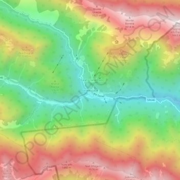 Uccea topographic map, elevation, terrain