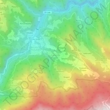 Castello topographic map, elevation, terrain